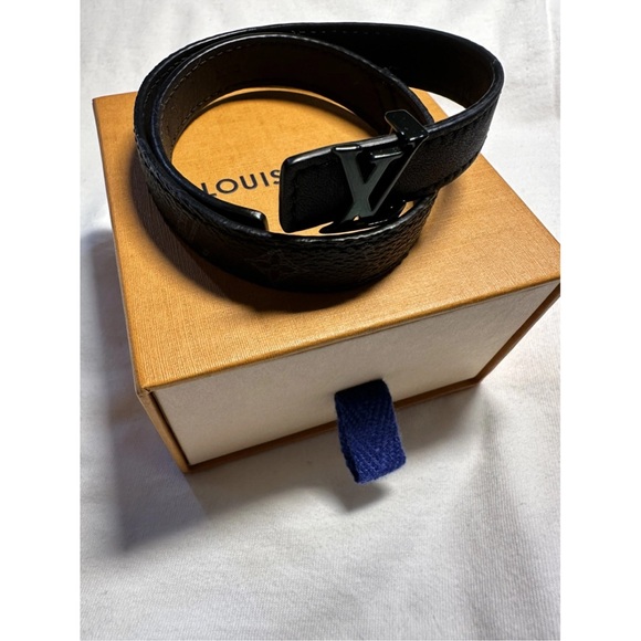 Louis Vuitton Slim Monogram Double Wrapped Bracelet + Signature LV Logo in Black - Picture 2 of 11